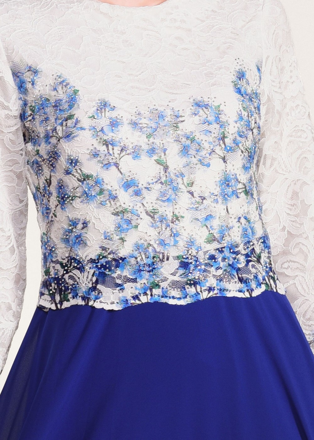 Tesettür giyim LACİVERT GÜPÜR İŞLEMELİ ABİYE ELBİSE 5610