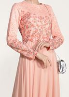 Tesettür giyim PUDRA GÜPÜR İŞLEMELİ ABİYE ELBİSE 5610