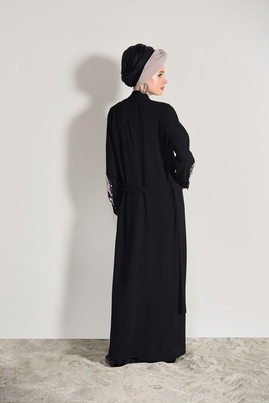 Tesettür giyim SİYAH PUL İŞLEMELİ CEKET 6268 