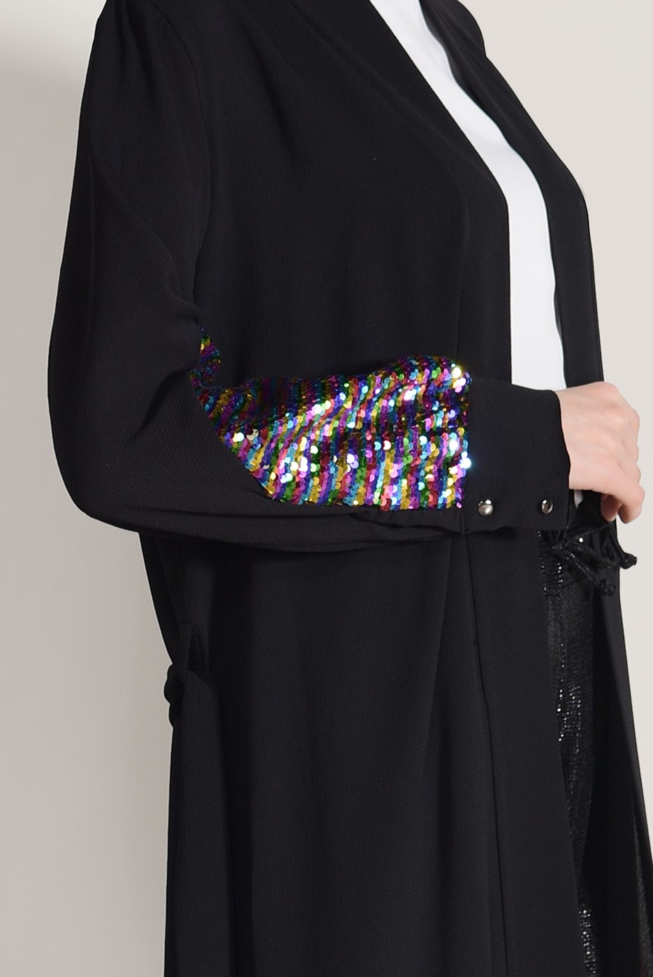 Tesettür giyim SİYAH PUL İŞLEMELİ CEKET 6268 