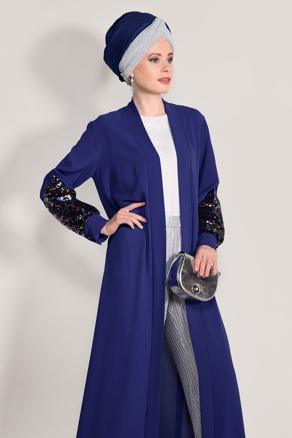 Tesettür giyim LACİVERT PUL İŞLEMELİ CEKET 6268 