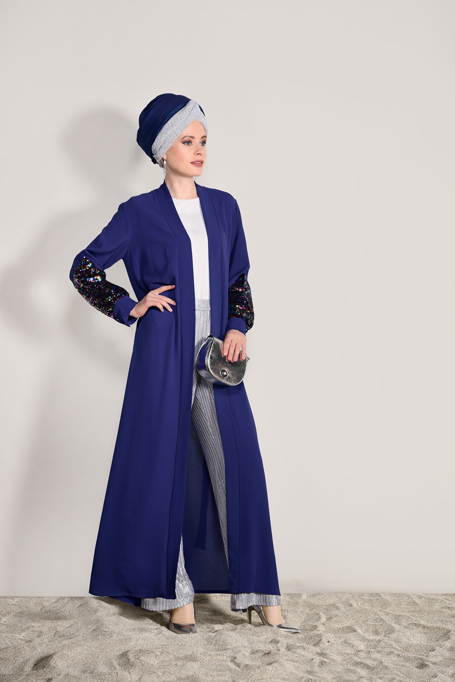 Tesettür giyim LACİVERT PUL İŞLEMELİ CEKET 6268 