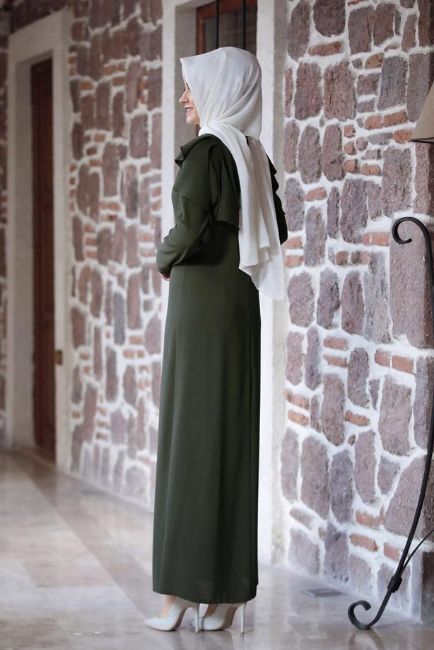 Tesettür giyim  VOLAN DETAYLI ELBİSE 6310  - TRENDTESETTÜR