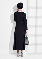 Tesettür giyim SİYAH T 6775 Asmiray-İşleme Detaylı Elbise
