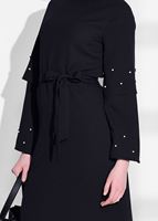 Tesettür giyim SİYAH T 6775 Asmiray-İşleme Detaylı Elbise