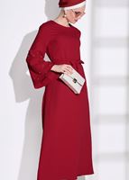 Tesettür giyim KIRMIZI T 6775 Asmiray-İşleme Detaylı Elbise