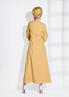 Tesettür giyim SARI T 6775 Asmiray-İşleme Detaylı Elbise