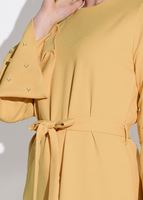 Tesettür giyim SARI T 6775 Asmiray-İşleme Detaylı Elbise