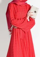 Tesettür giyim KIRMIZI T 7085 Asmiray- Fırfır Detaylı Elbise