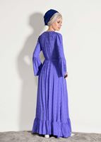Tesettür giyim LACİVERT T 7085 Asmiray- Fırfır Detaylı Elbise