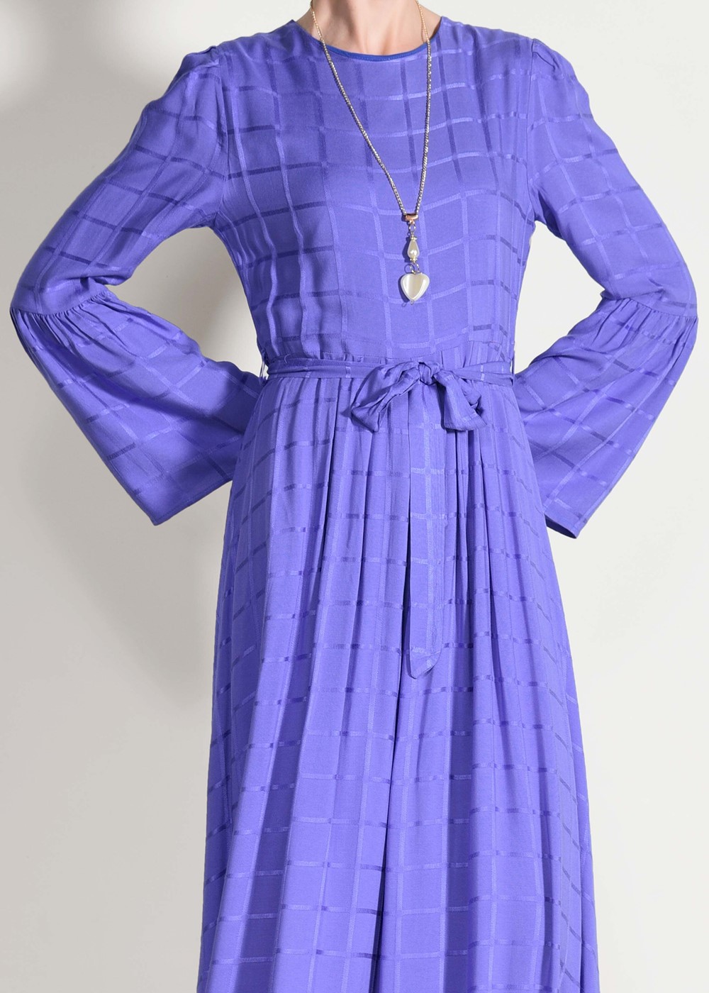 Tesettür giyim LACİVERT T 7085 Asmiray- Fırfır Detaylı Elbise