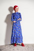 Vêtements hijab BLEU MARINE ROBE IMPRIMÉ FLORAL 7597