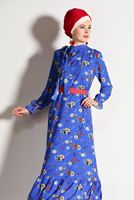 Vêtements hijab BLEU MARINE ROBE IMPRIMÉ FLORAL 7597