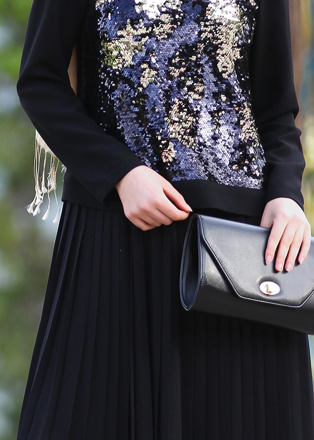 Vêtements hijab NOIR ROBE PLISSÉE DÉTAILLÉE À PAILLETTES T 7662