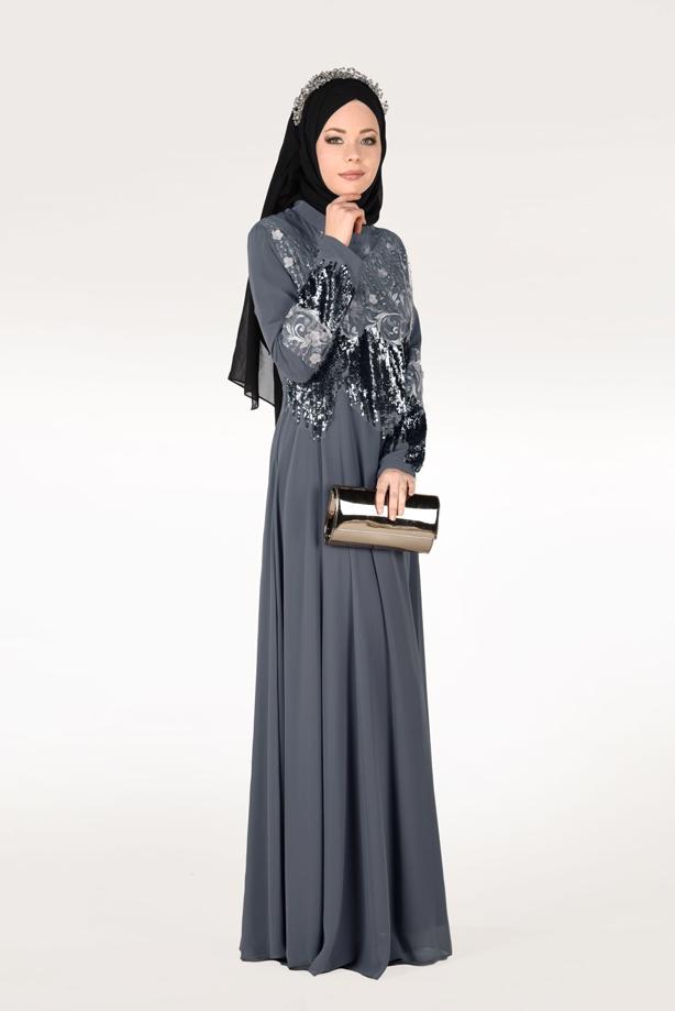 Vêtements hijab  EMBROIDERED EVENING DRESS 8391  - TRENDTESETTÜR