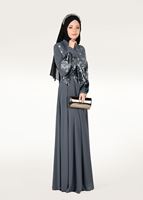 Hijab clothing GREY EMBROIDERED EVENING DRESS 8391 