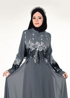 Vêtements hijab GRIS ROBE DE SOIRÉE BRODÉE 8391