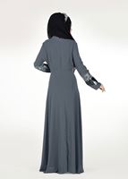 Hijab clothing GREY EMBROIDERED EVENING DRESS 8391 