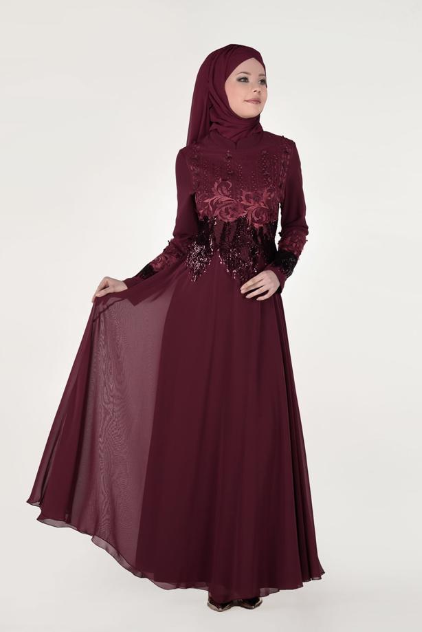 Vêtements hijab  EMBROIDERED EVENING DRESS 8391  - TRENDTESETTÜR