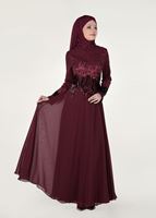 Vêtements hijab ROUGE BORDEAUX ROBE DE SOIRÉE BRODÉE 8391