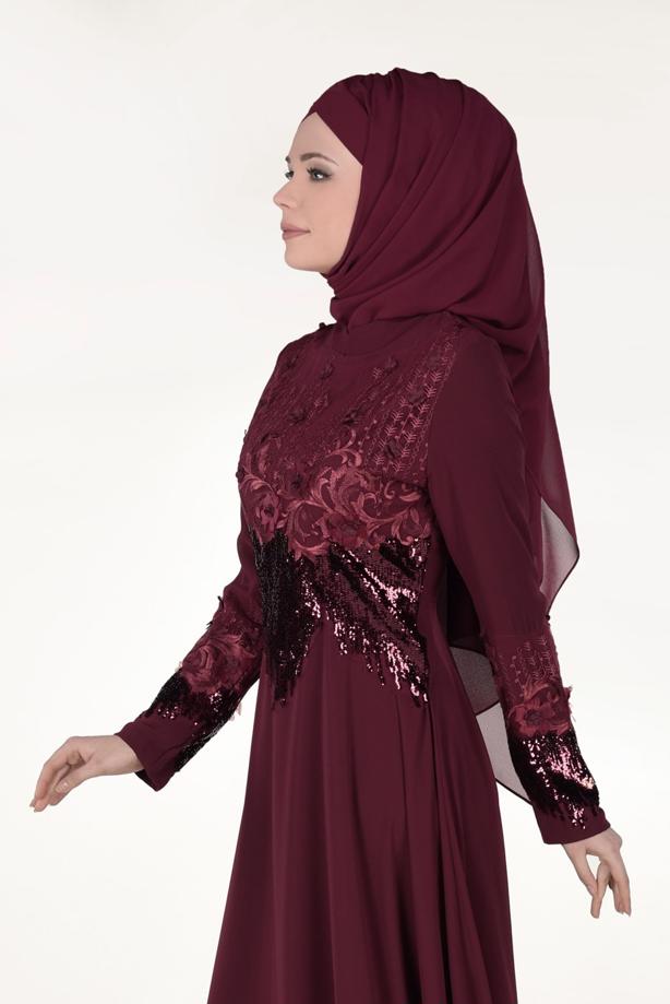 Vêtements hijab  EMBROIDERED EVENING DRESS 8391  - TRENDTESETTÜR
