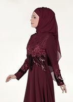 Vêtements hijab ROUGE BORDEAUX ROBE DE SOIRÉE BRODÉE 8391