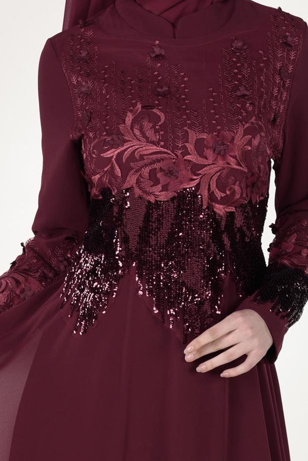 Vêtements hijab  EMBROIDERED EVENING DRESS 8391  - TRENDTESETTÜR
