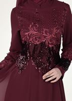 Vêtements hijab ROUGE BORDEAUX ROBE DE SOIRÉE BRODÉE 8391
