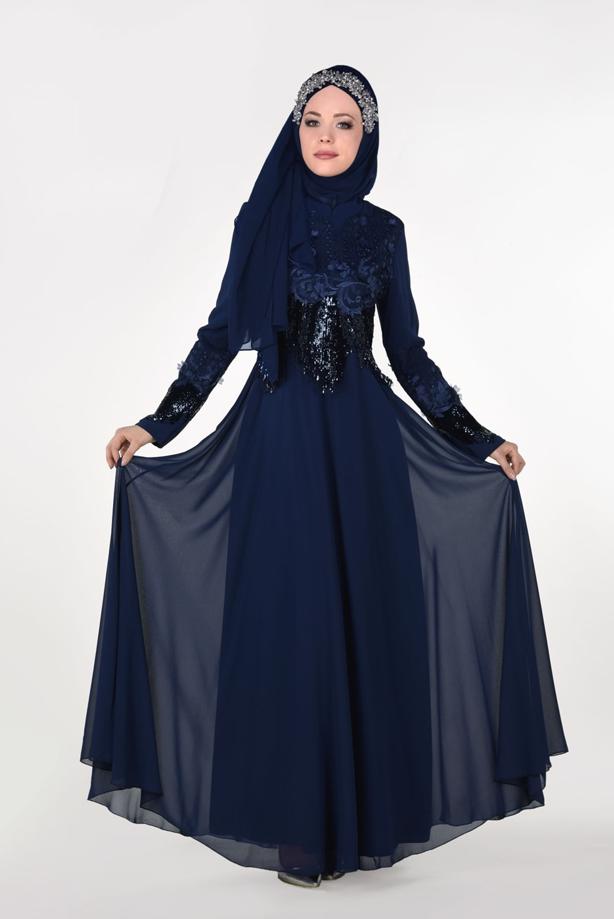 Vêtements hijab  EMBROIDERED EVENING DRESS 8391  - TRENDTESETTÜR