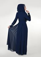 Hijab clothing NAVY BLUE EMBROIDERED EVENING DRESS 8391 