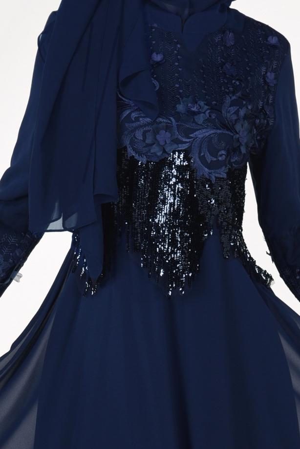 Vêtements hijab  EMBROIDERED EVENING DRESS 8391  - TRENDTESETTÜR