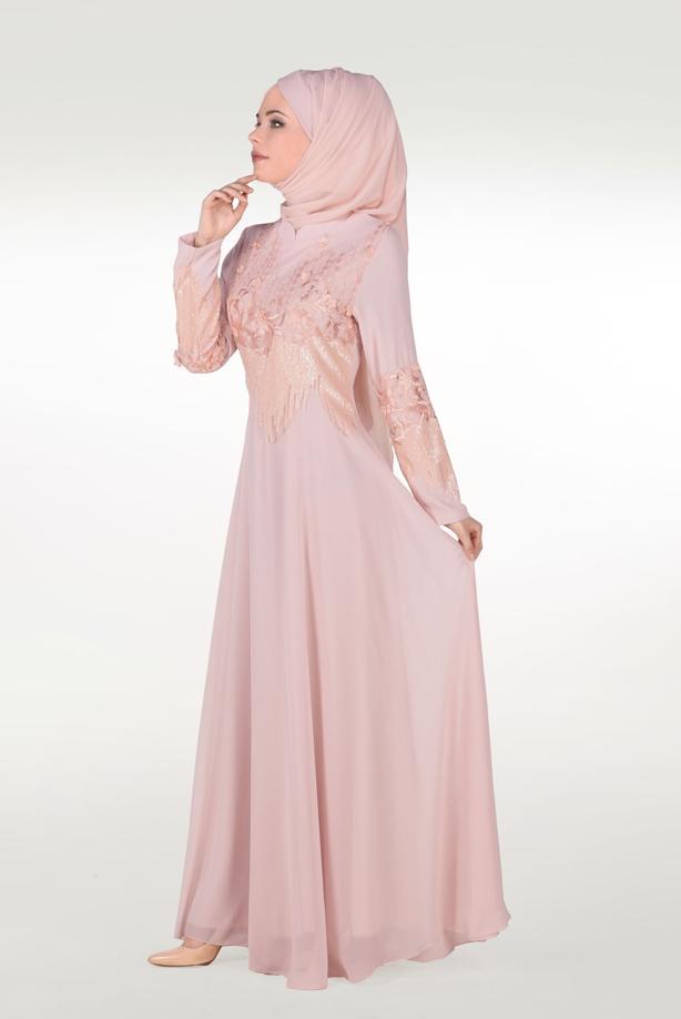 Vêtements hijab  EMBROIDERED EVENING DRESS 8391  - TRENDTESETTÜR