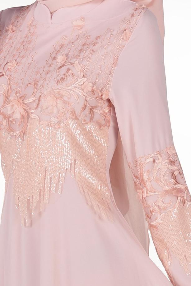 Vêtements hijab  EMBROIDERED EVENING DRESS 8391  - TRENDTESETTÜR