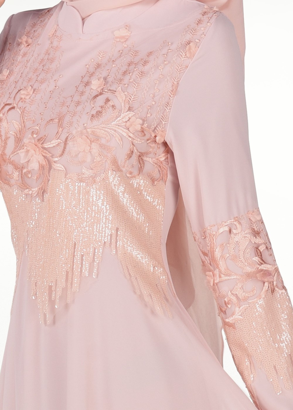 Vêtements hijab POUDRE ROBE DE SOIRÉE BRODÉE 8391