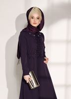 Tesettür giyim MOR T 8783 ModaBu-İnci Detaylı Elbise