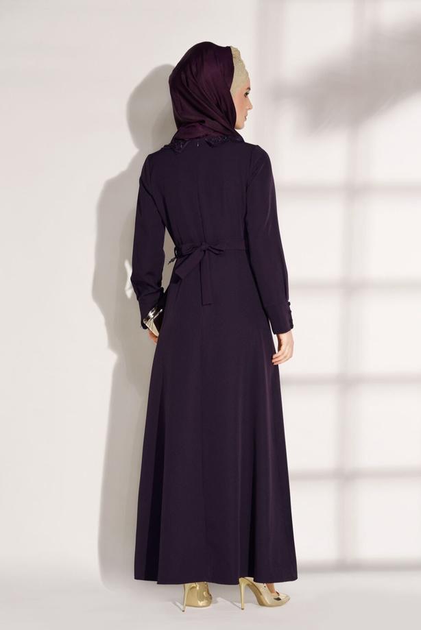 Tesettür giyim  T 8783 ModaBu-İnci Detaylı Elbise - TRENDTESETTÜR