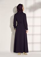 Tesettür giyim MOR T 8783 ModaBu-İnci Detaylı Elbise