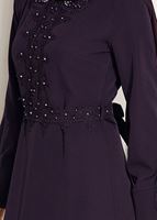 Tesettür giyim MOR T 8783 ModaBu-İnci Detaylı Elbise