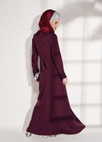 Tesettür giyim BORDO T 8783 ModaBu-İnci Detaylı Elbise