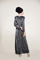 Hijab clothing SILVER SILVERY FABRIC DETAILED DRESS 9205 
