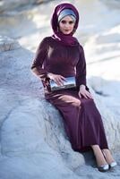 Vêtements hijab PRUNE ROBE EN TISSU ENGRENAGE 9205