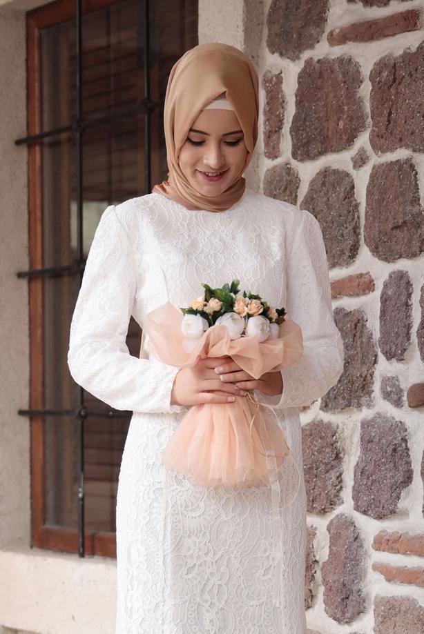 Tesettür giyim  DANTELLİ BELİ KUŞAKLI ABİYE ELBİSE 9713 - TRENDTESETTÜR