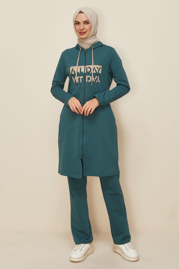 Vêtements hijab BLEU ENSEMBLE SURVÊTEMENT À CAPUCHE 10104 - TRENDTESETTÜR