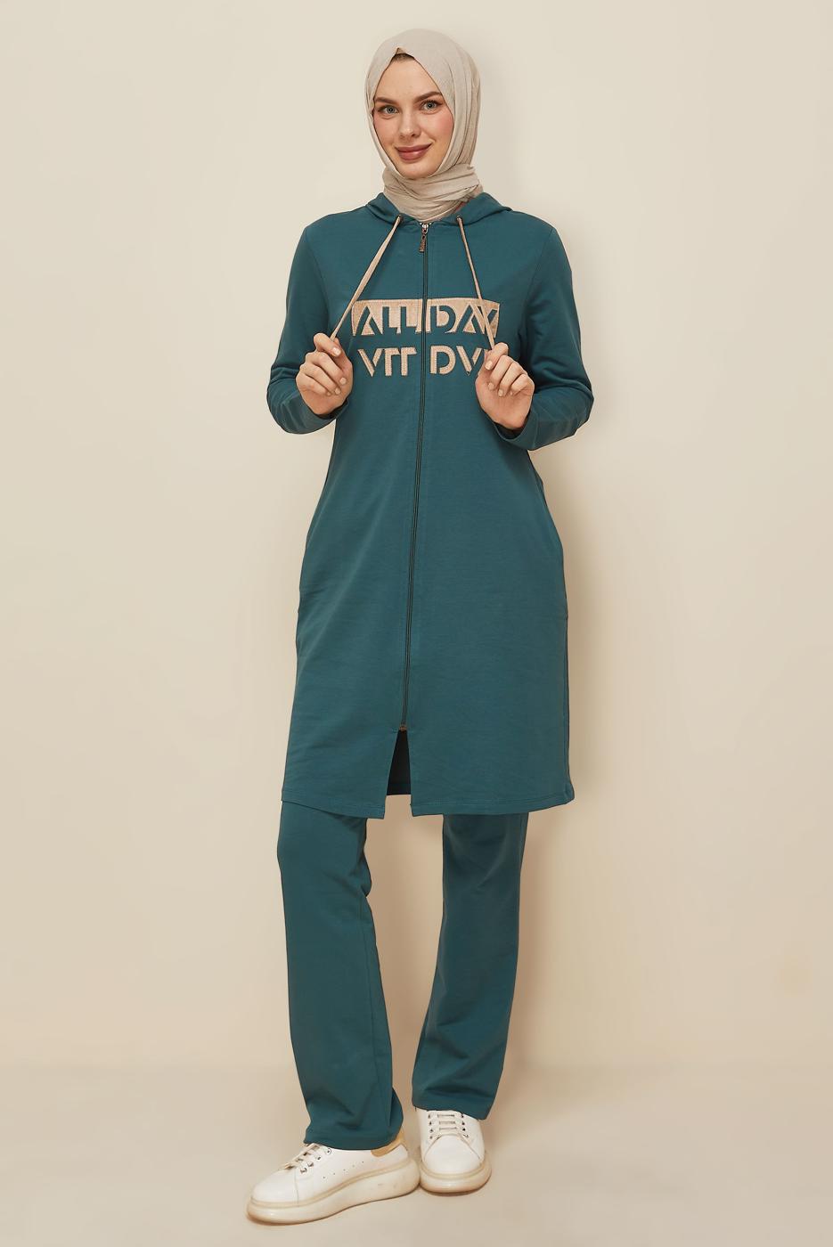 Vêtements hijab BLEU ENSEMBLE SURVÊTEMENT À CAPUCHE 10104