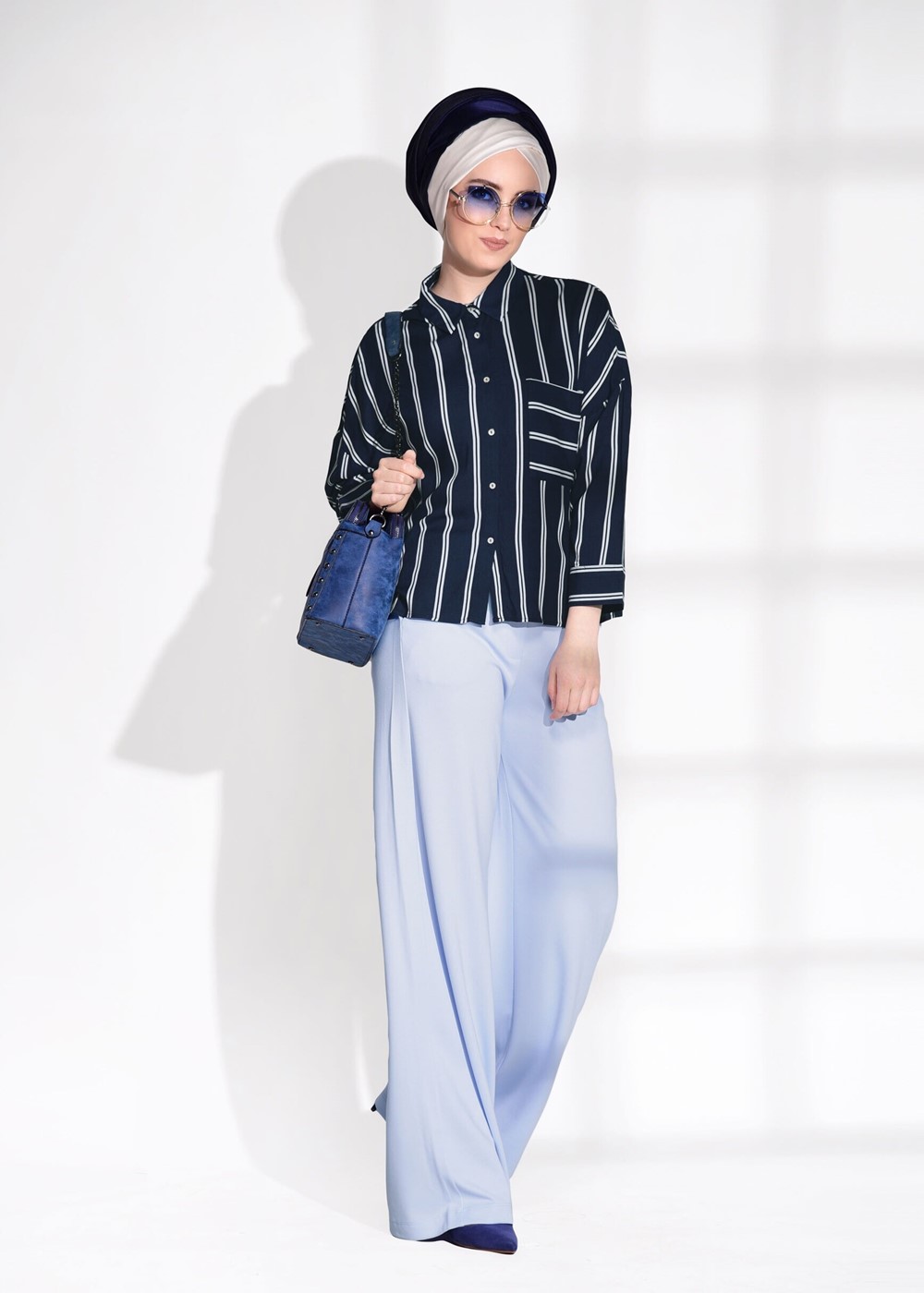 Hijab clothing BLUE T 514 Bsm-Cep Detaylı Pantolon