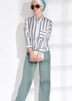 Vêtements hijab VERT T 514 Bsm-Cep Detaylı Pantolon