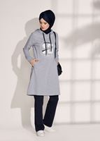 Tesettür giyim GRİ BASKILI CEP DETAYLI EŞOFMAN TAKIMI 0708 