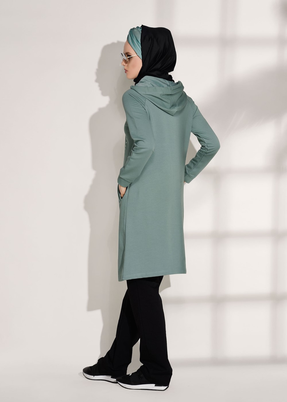 Vêtements hijab VERT SURVÊTEMENT DÉTAILLÉ AVEC POCHES IMPRIMÉES 0708