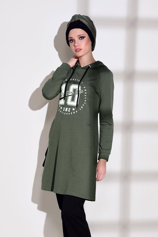 Tesettür giyim  BASKILI CEP DETAYLI EŞOFMAN TAKIMI 0708  - TRENDTESETTÜR