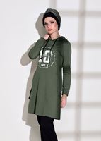 Tesettür giyim HAKİ BASKILI CEP DETAYLI EŞOFMAN TAKIMI 0708 